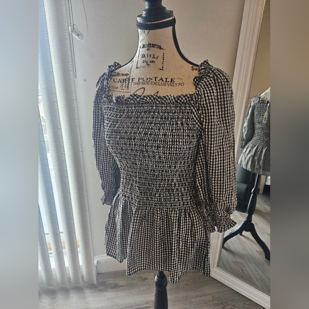 Gingham Smocked Women's Top